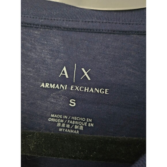Armani Dark Blue Blouse, Size Small, With Orange, White, And Silver Letters - Picture 2 of 10